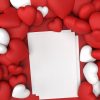 Red and White Hearts photo for mockup Valentines Day and a White A4 Blank Paper Photo