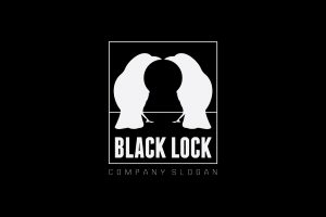 Black Lock Logo template prmo black negative space
