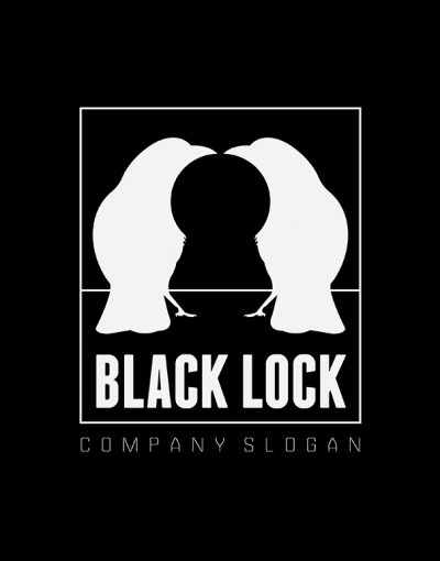 Black Lock Logo template prmo black negative space