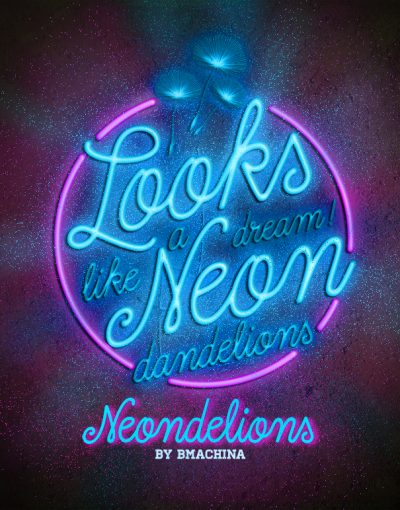 Dreamdelion hand drawn script font neon neondelions