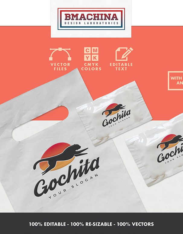 go chita logo fast animal preview template bags logo mockup