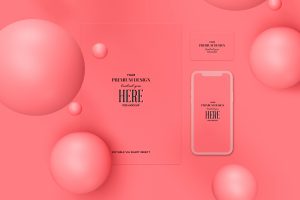old pink sphere stationery mockup