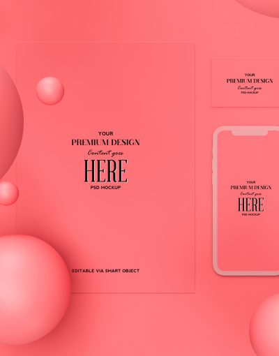 old pink sphere stationery mockup