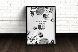 Canvas on white brick wall mockup