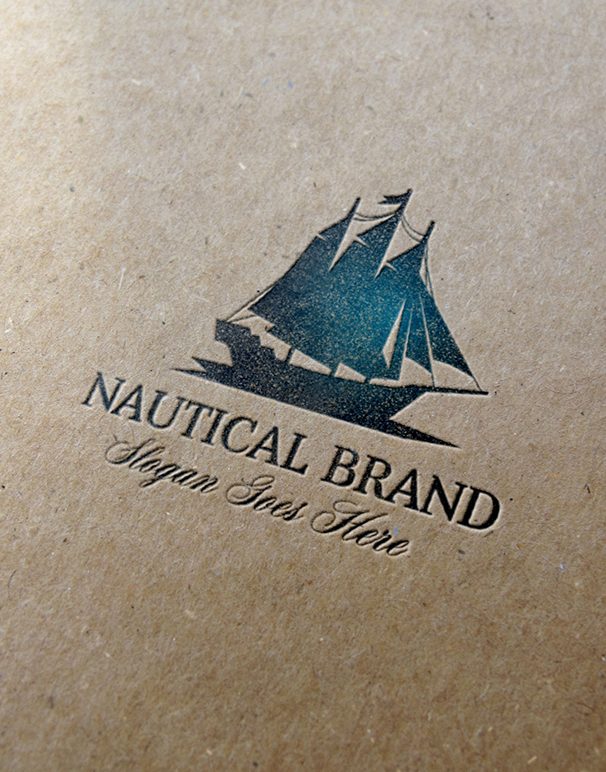 Nautical Brand Letterpress Logo MockUp #1