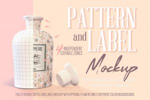 Pattern & Label Perfume Bottle Mockup