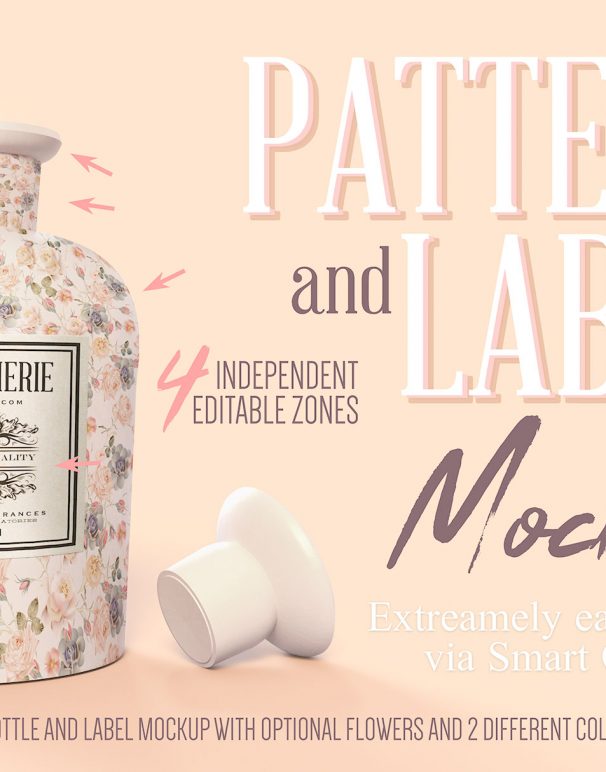 Pattern & Label Perfume Bottle Mockup