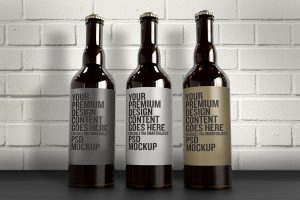 The 3 Beer Bottles Mockup