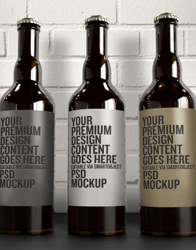 The 3 Beer Bottles Mockup