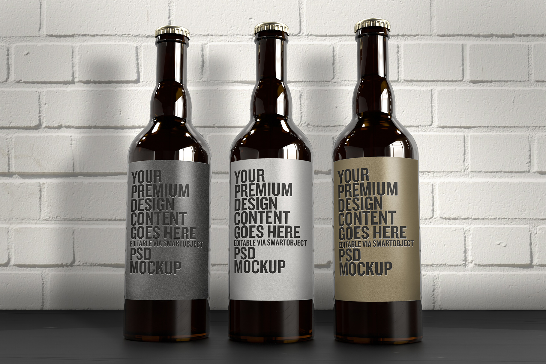 Download Free The 3 Beer Bottles Mockup Bmachina Design Works PSD Mockups.