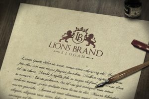 Lions Brand Vintage Grunge Logo MockUp #1