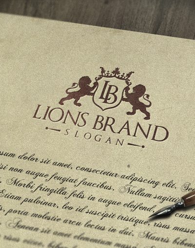 Lions Brand Vintage Grunge Logo MockUp #1