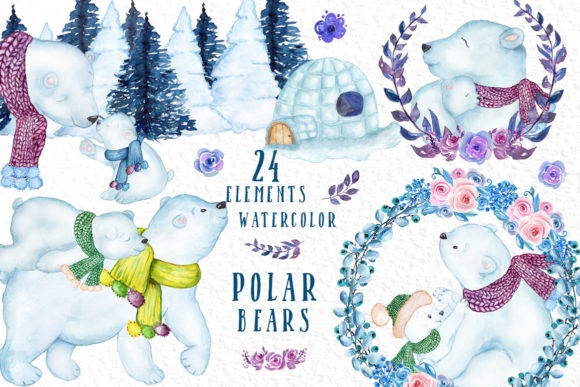 Watercolor Winter Animals by vivastarkids