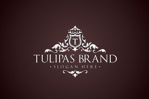 creative market white tulipas logo template